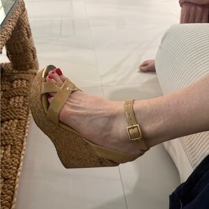 Jimmy Choo Beige Wedge Sandals